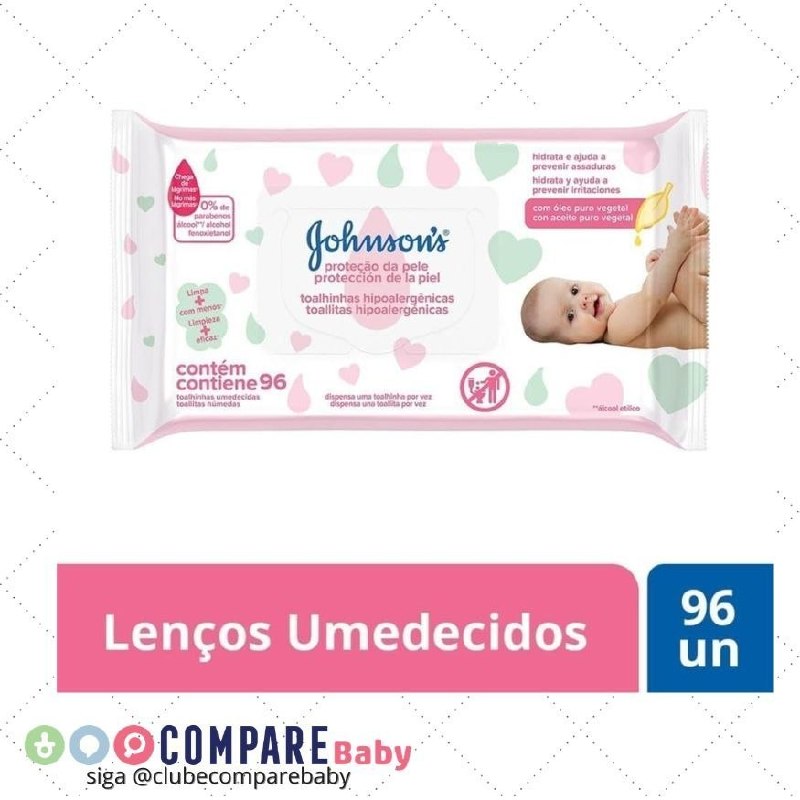 Lenços Umedecidos JOHNSON'S® Baby Proteção da Pele, 96 unidades