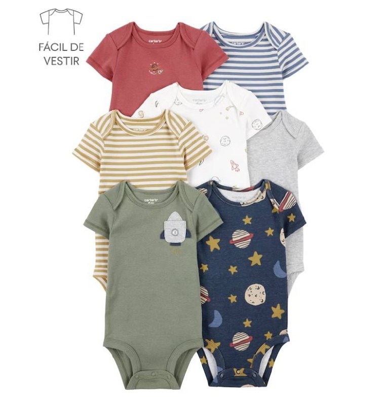 Carter's Kit Body Bebê 7 Peças Planetas e Foguetes