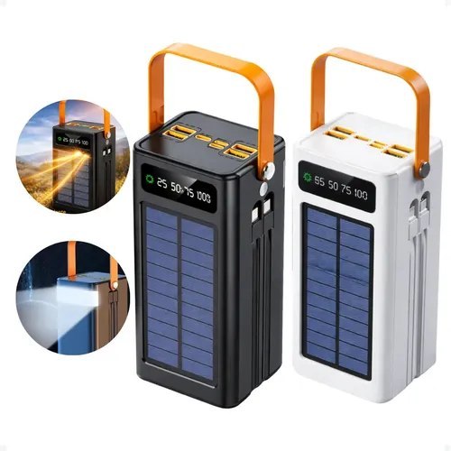 Carregador Portátil Power Bank Solar Turbo 50.000mah Rápido Branco