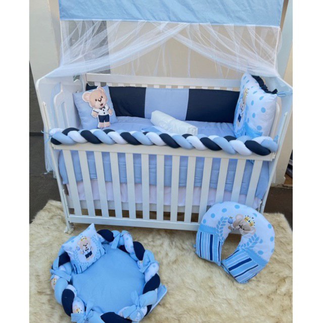 Kit pequeno urso kit berço  + kit ninho com almofada para amamentação