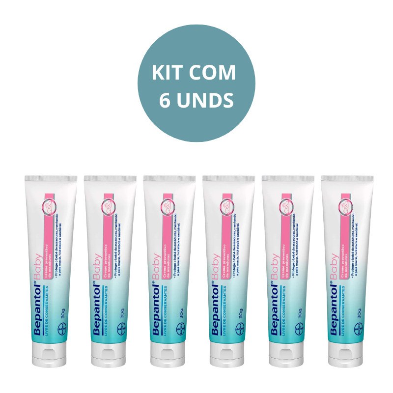 KIT C/6 Creme Pomada Assadura Bepantol Bebe - 30g