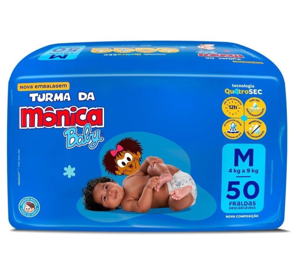 Fralda Turma da Mônica Baby M 50 unidades