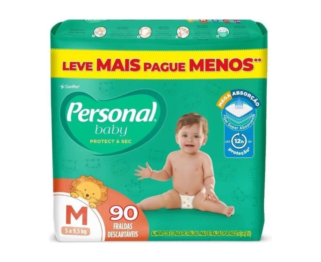 Fralda Personal Baby Protect&Sec M 90 unidades