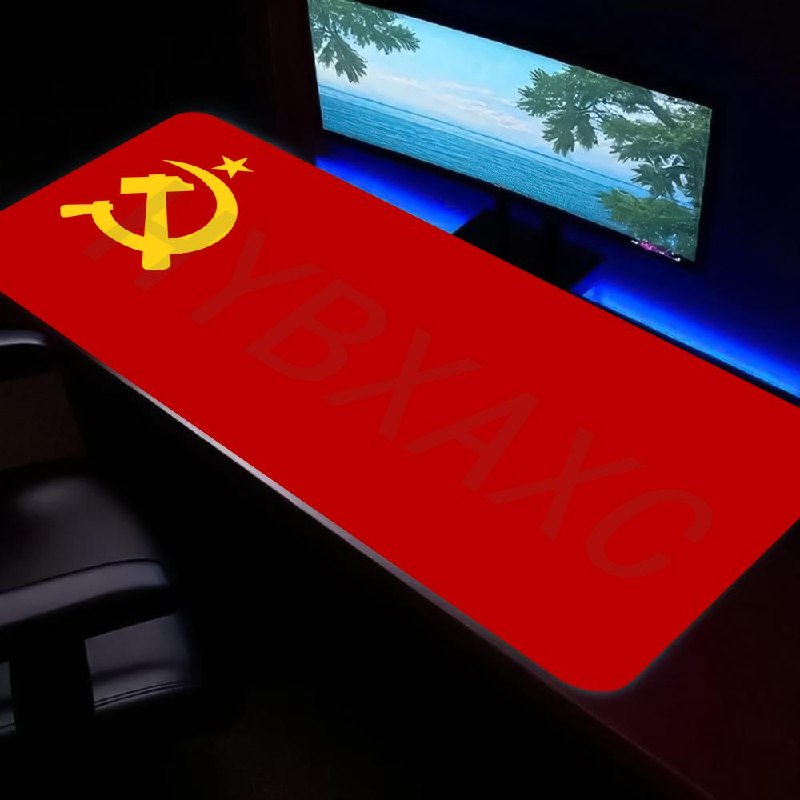 Mouse Pad HYBXAXC com Bandeira da União Soviética Russa, Tapete de Mesa Fofo HD, Tapete de Teclado para Jogos, Grande XXL, Mousepad Gamer 90x40