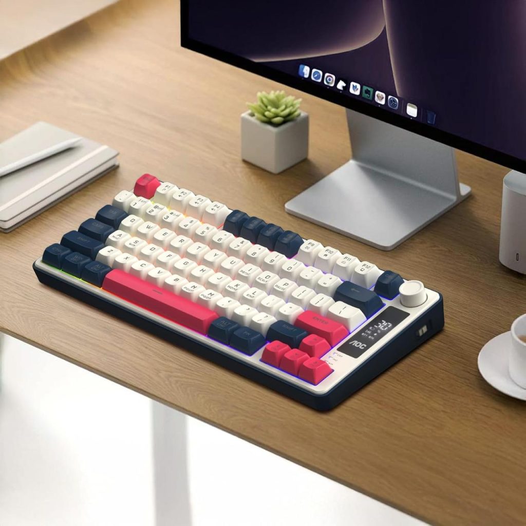 AOC GK280 Teclado sem fio 70%, Bluetooth Trimodo /2.4 GHz/USB-C