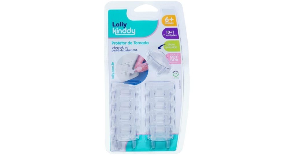 LOLLY PROTETOR DE TOMADA TRANSPARENTE | KIT COM 11 UNIDADES