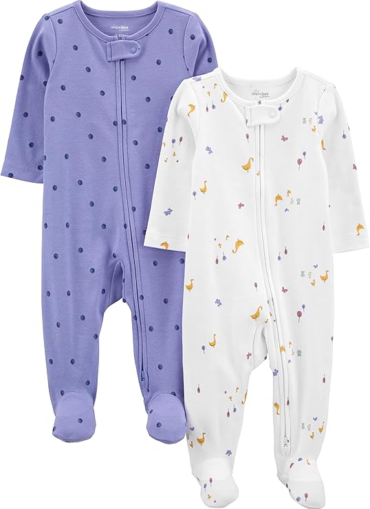 Macacão de dormir para bebês Cotton Sleep and Play, Pack of 2 Simple Joys by Carter's, tam 0-3 meses