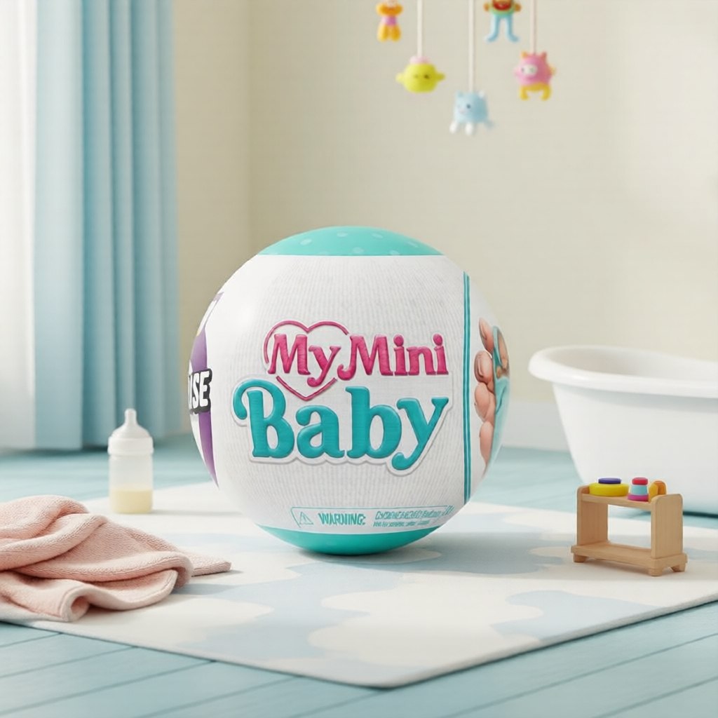 ZURU My Mini Baby Kit Surpresa com Boneca | Carrinho de Bebê com Bolinhas Arco-Íris + Canguru de Unicórnio + Acessórios