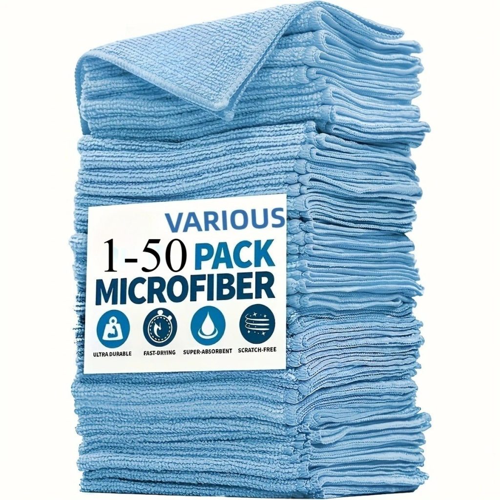 1-50 peças de Toalha de Microfibra Azul Claro para Lavagem de Carros, Pano de Limpeza Macio e Absorvente de Secagem Rápida para Cuidados Automotivos