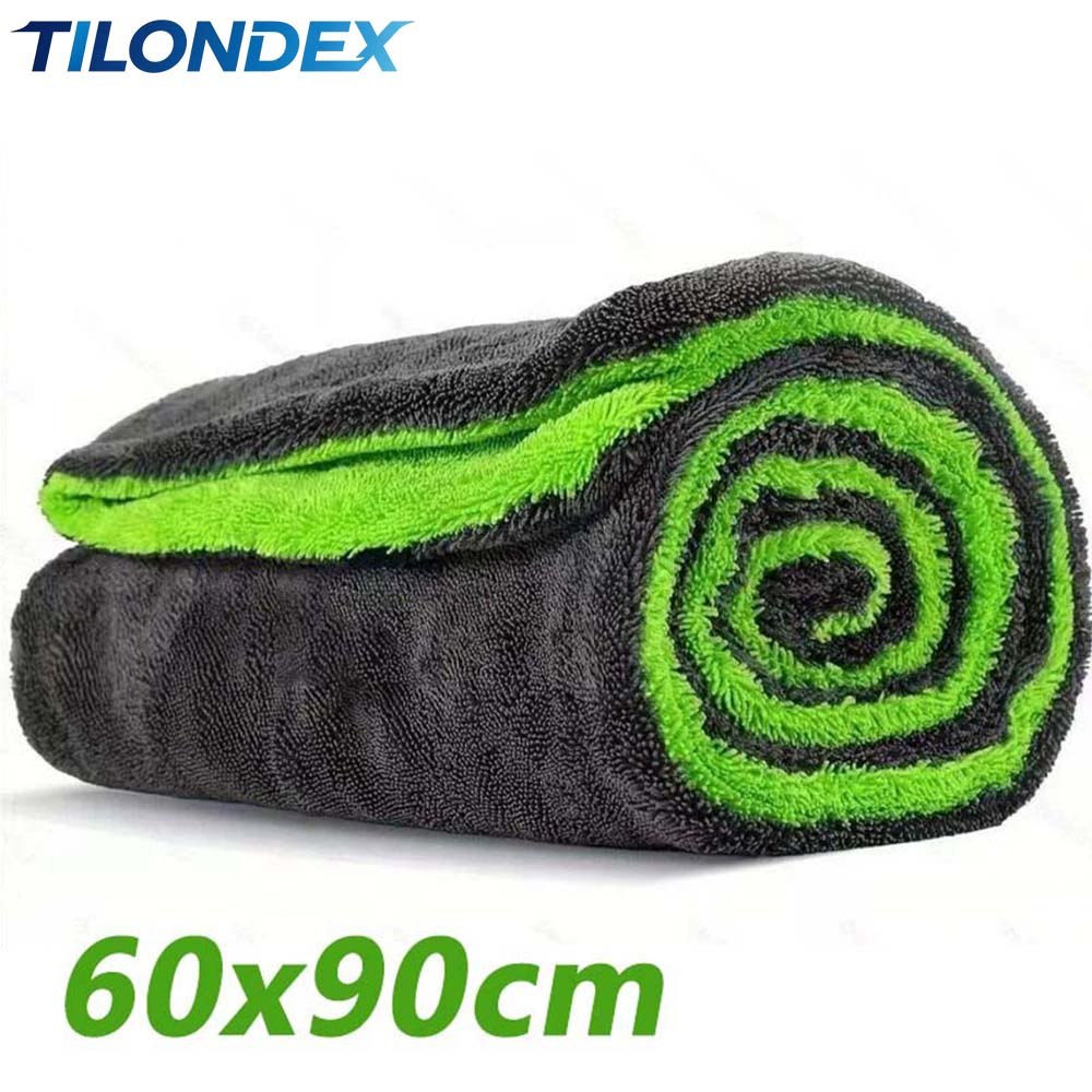 1PC Toalha de Microfibra Dupla Face 1000GSM para Secagem Automotiva - Sem Manchas, Sem Fiapos, Secagem Rápida, Pano Macio para Detalhamento Automotivo
