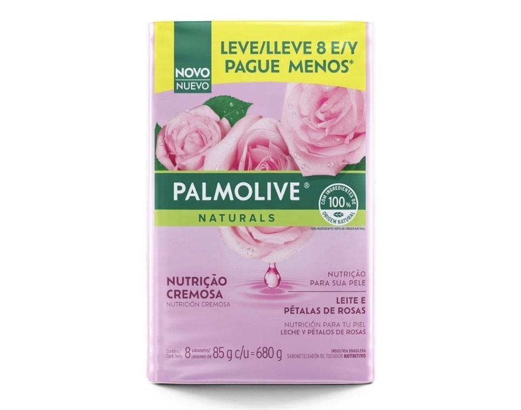 Palmolive Naturals Leite e Pétalas de Rosa Sabonete em Barra, 8x85g
