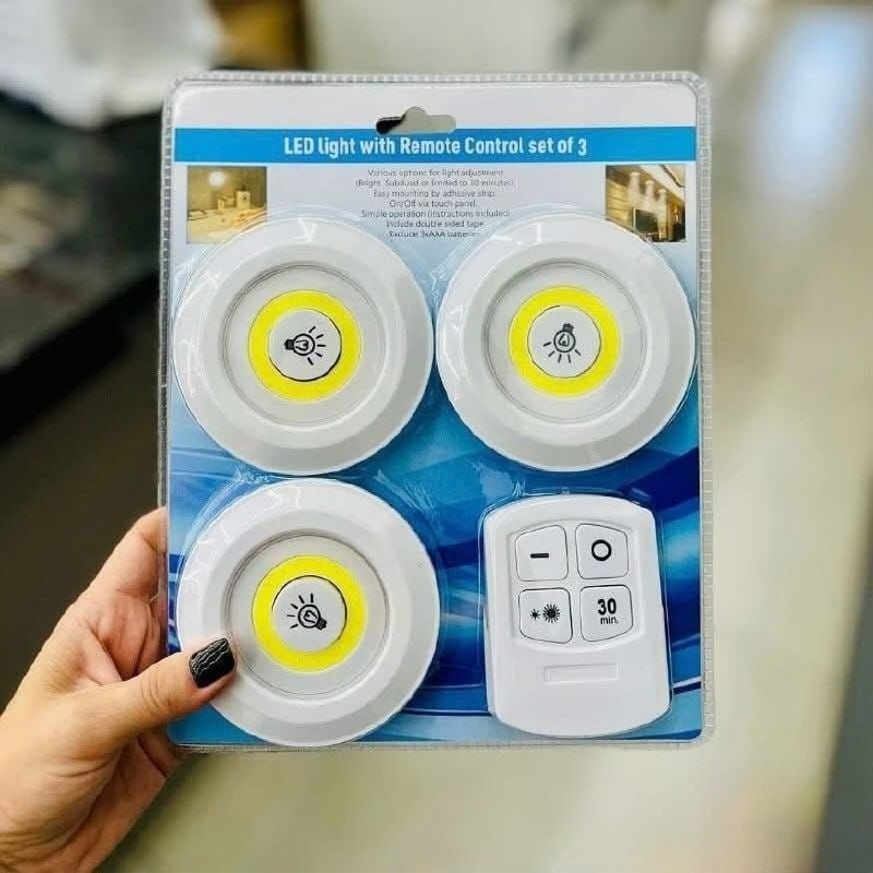 Kit 3 Lâmpada Luminária Led Spot Sem Fio Controle Remoto