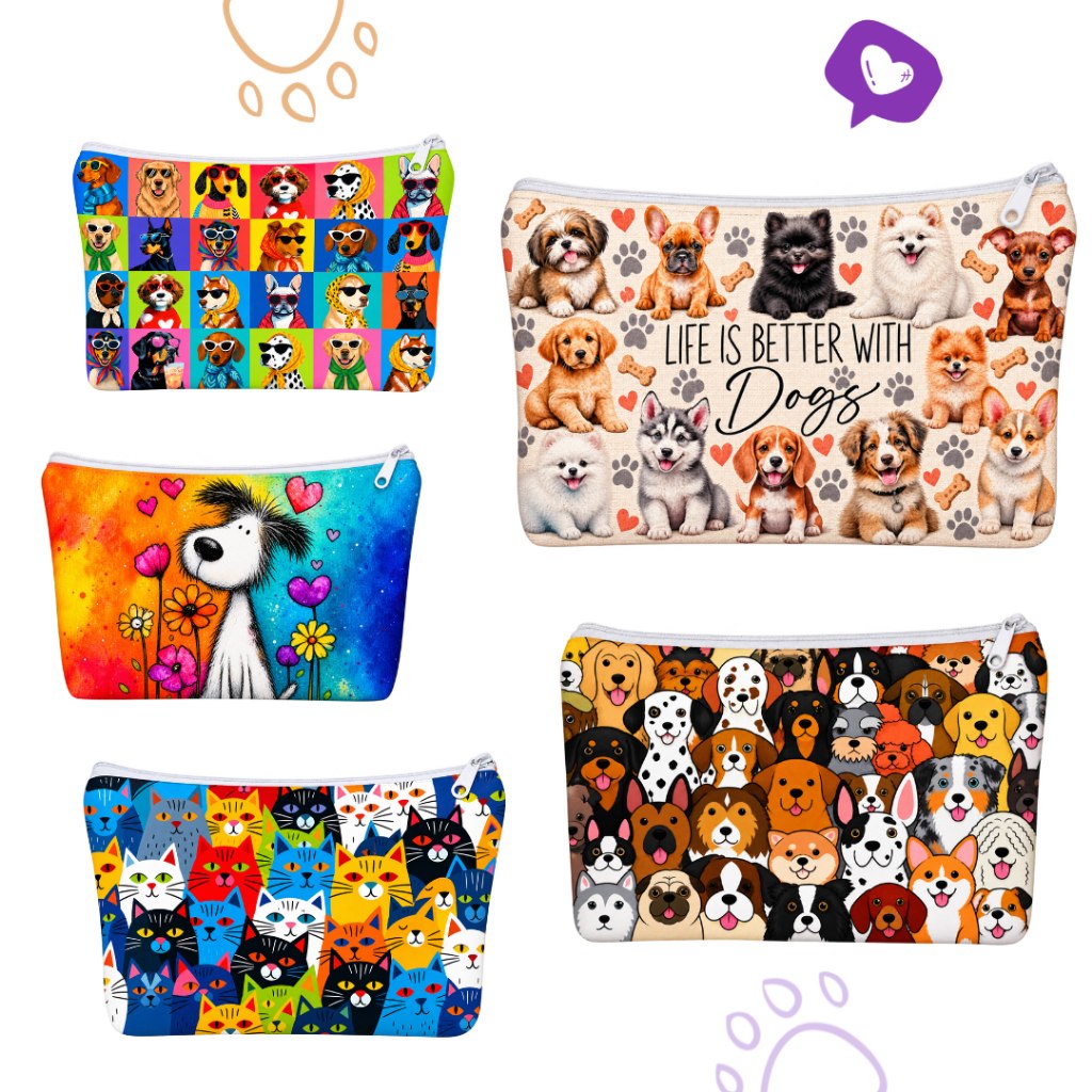 Necessaire Organizadora Feminina Menina Pet cães e gatos