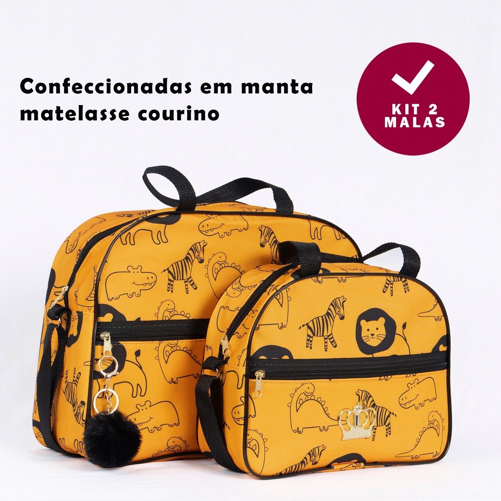 Kit Bolsa Mala Maternidade Safari Menino Mala de Mamãe Bebe Acompanha 2 peças