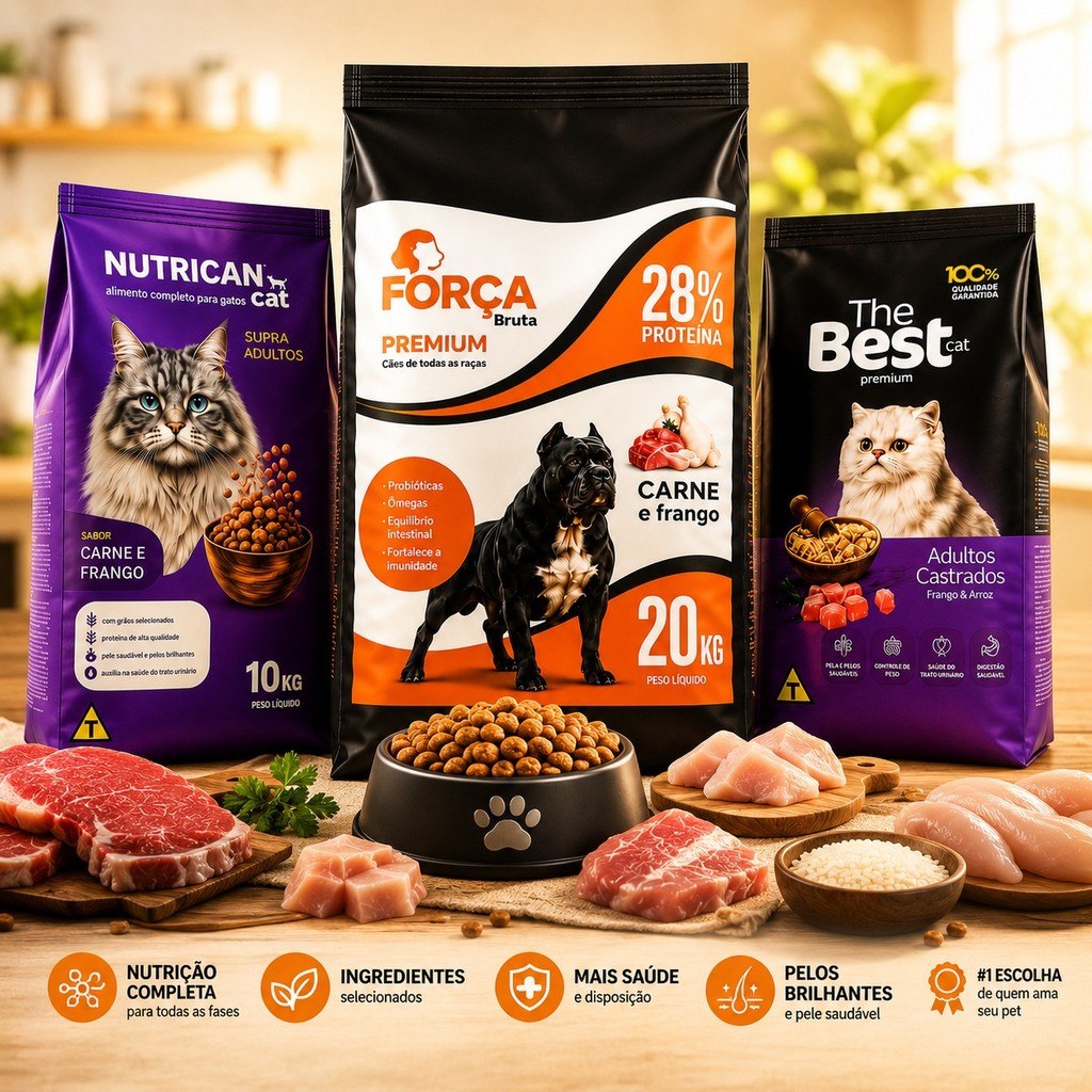 Nutrição Premium Alta Proteína 10kg e 20kg para Cães e Gatos Nutrican Força Bruta The Best Cat Oferta