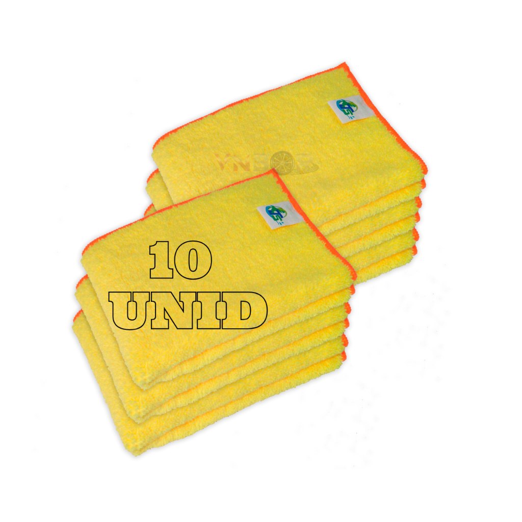 KIT TOALHA MICROFIBRA 40 X 60CM 350GSM 10 UNIDADES LIMPEZA AUTOMOTIVA PREMIUM PANO FLANELA PISO ESTETICA AUTOMOTIVO JANELA DOMESTICO DETALHAMENTO CERA  ACABAMENTO AMARELA AMARELO TOALHAS PANOS FLANELAS