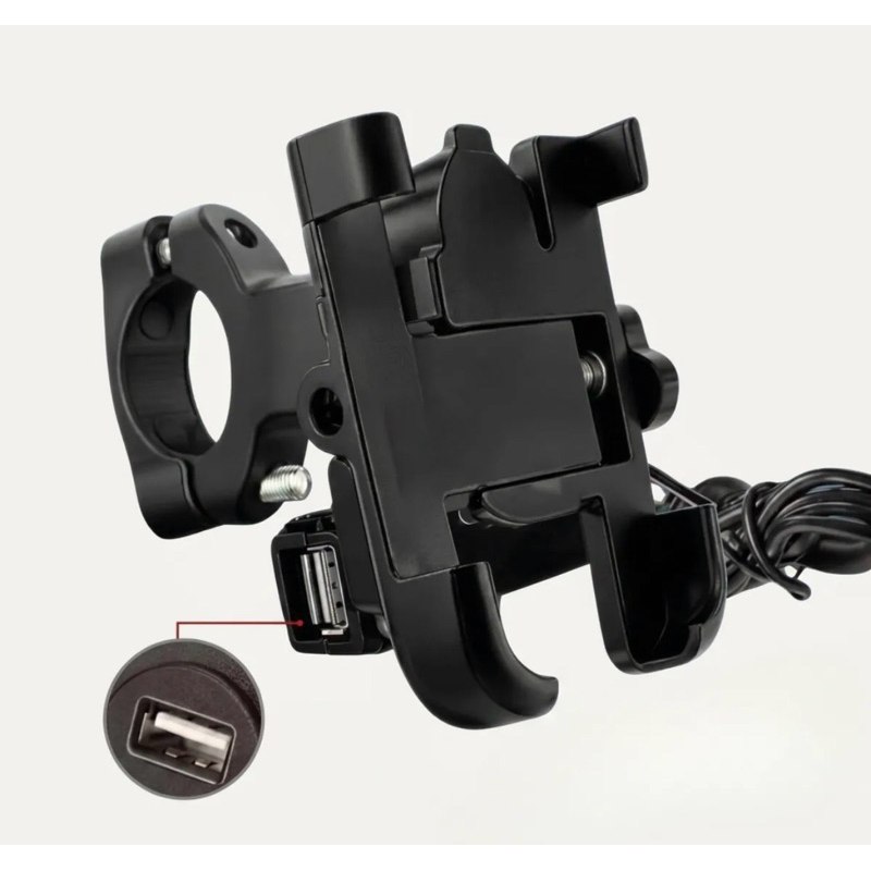 Suporte de Celular de Alumínio Moto Bicicleta Bike Com Usb Carrega CelularTrava Giro 360°