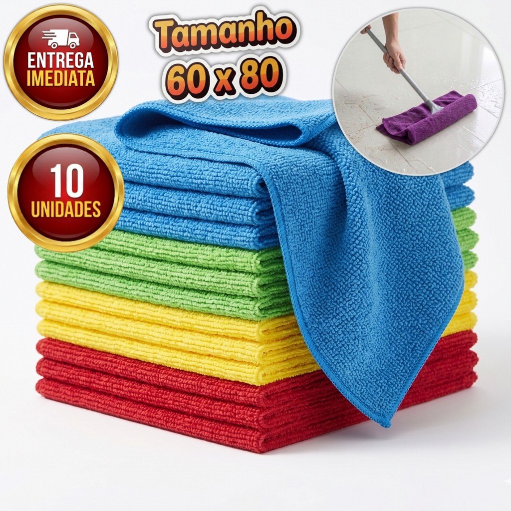 Pano de Microfibra para Limpeza 68x80 Automotivo Multiuso para Casa Flanela Alta Absorção