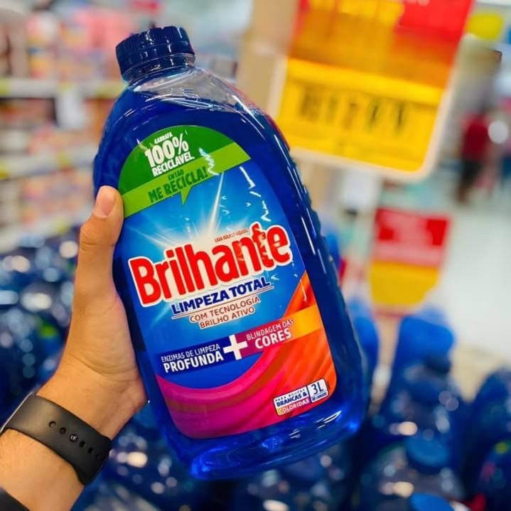 Sabão Líquido Lava Roupas Brilhante Limpeza Total 3L