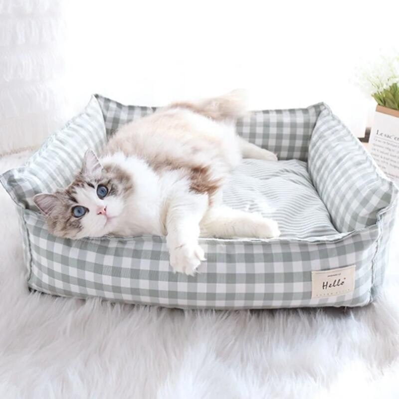 Camas para Cães e Gatos, Sofá-Cama Macio com Estrutura de Treliça, Cesto para Cães, Almofada para Gatos e Cães Pequenos