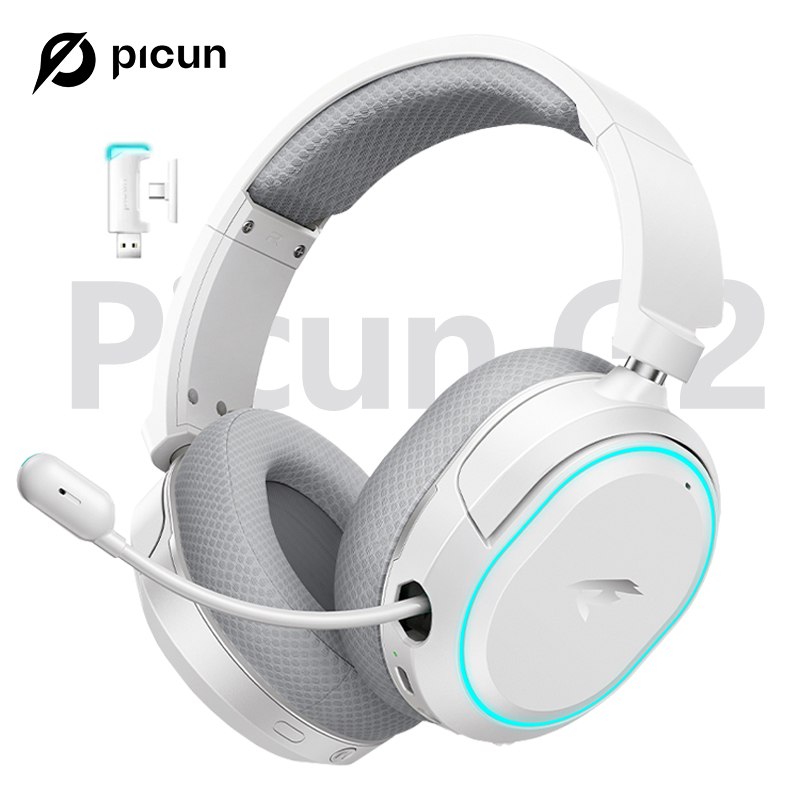Picun g2 2.4ghz bluetooth sem fio gaming headset para pc ps4 ps5 telefone interruptor 5ms baixa latência 7.1 surround com fio fone de ouvido enc microfone