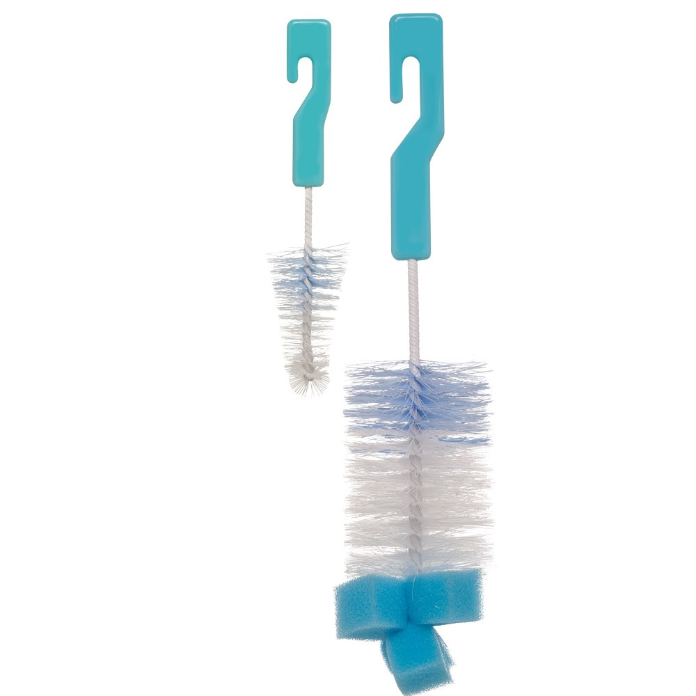 Escova Mamadeira Buba Kit Limpeza Mamadeira Bebê Escova para Bico e Mamadeira Higienização Utensílio Infantil -Azul