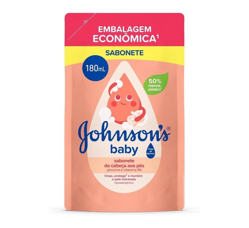 Refil Sabonete Líquido de Glicerina Johnson's Baby da Cabeça aos Pés 180ml