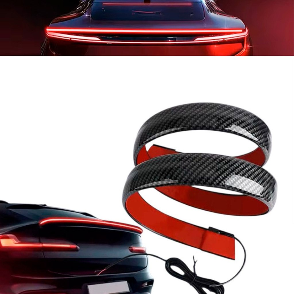 Fita Led Porta Mala Carro Freio Pisca Ré Seta 1,2M TIPO AEROFÓLIO EFEITO CARBON break light