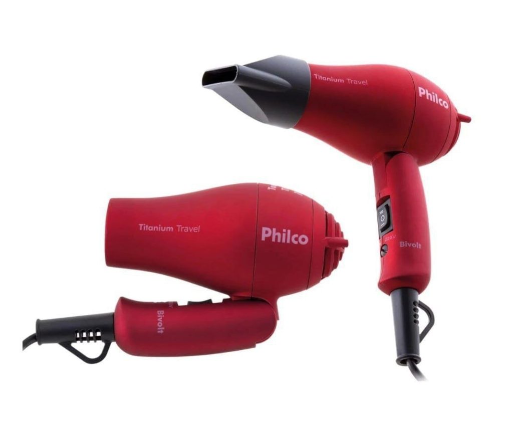 Secador de Cabelos Philco Titanium Travel Vermelho 1000W - Bivolt