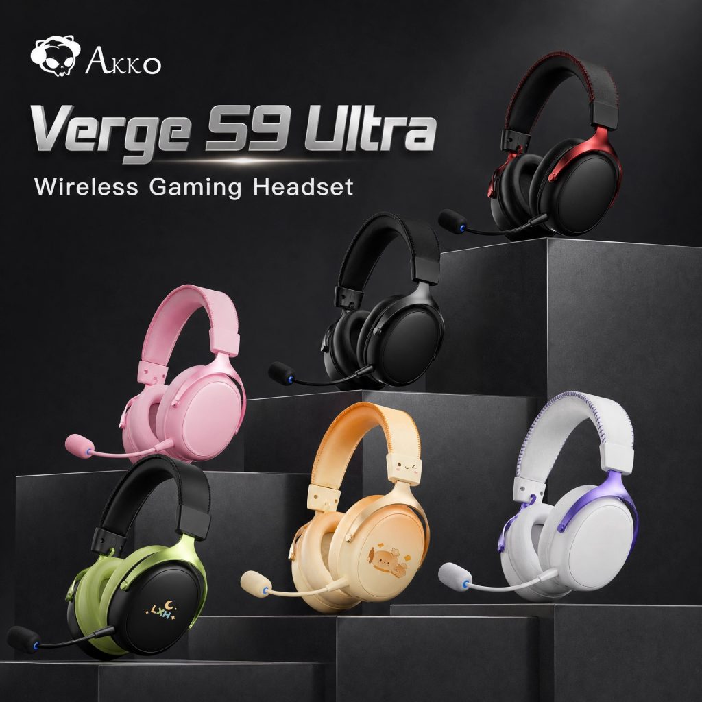 Fone de Ouvido Gamer AKKO Verge S9 com Microfone, Headphone Quad-Mode, Som Surround 7.1 Canais, Áudio FPS Otimizado, Driver de 53mm para Gamers