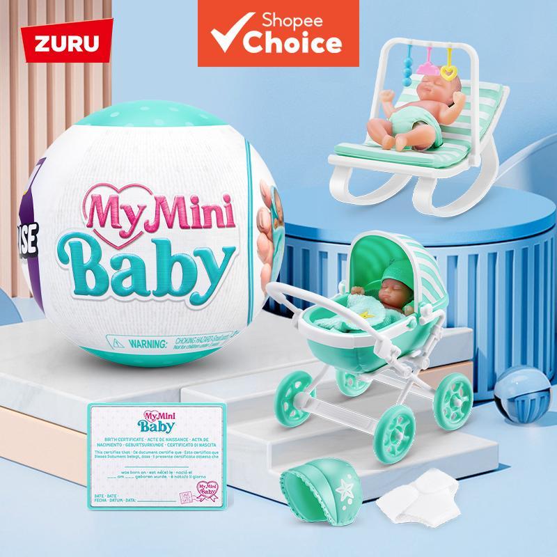 ZURU My Mini Baby conjunto de boneca surpresa | carrinho de bebê multicolorido com bolinhas + canguru de unicórnio +