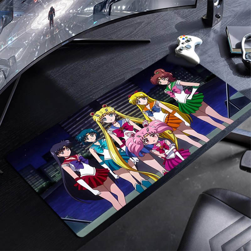 Mouse Pad Gamer Sailor Moon Grande para Teclado e Notebook, Antiderrapante de Borracha, Tapete de Mesa para PC Gamer 90x40, Novo MousePad