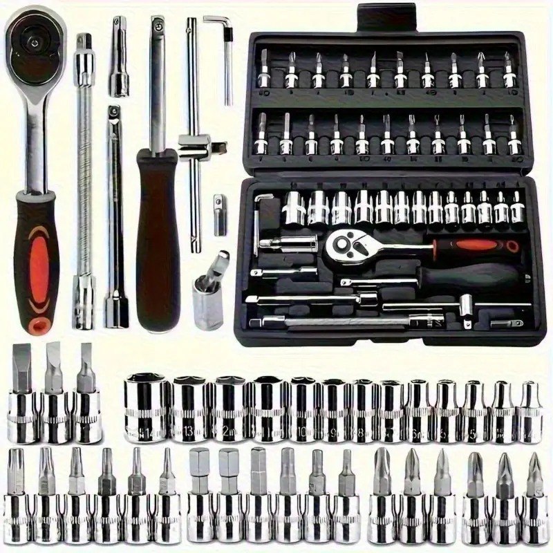 SUPER KIT 40 ou 46 PEÇAS Chave Catraca Caixa Ferramentas