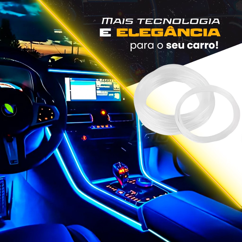 Fita led neon carro automotivo RGB  porta painel Led 5 saídas Universal Android Ios carro 5 canhões