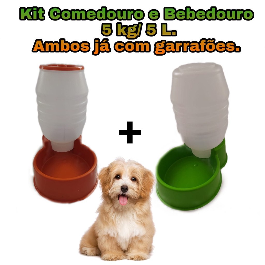 Kit Bebedouro Comedouro Pet Automático, Tratador para cães e Gatos 5L /4,5 Kg  para cães e gatos.