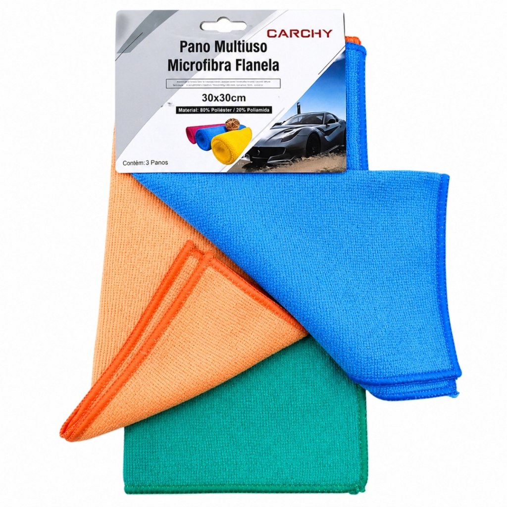 Kit 1/2/3 Panos de Limpeza Microfibra Alta Absorção Flanela Automotivo Carro Pia 30x30cm Vidro Multiuso Pano De Limpeza