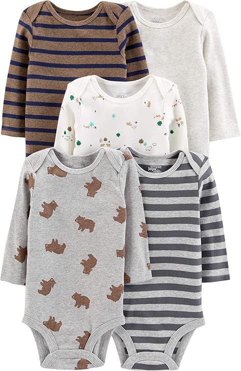 Body Pacote com 5 bodies de manga comprida Simple Joys by Carter's, tam 0-3m