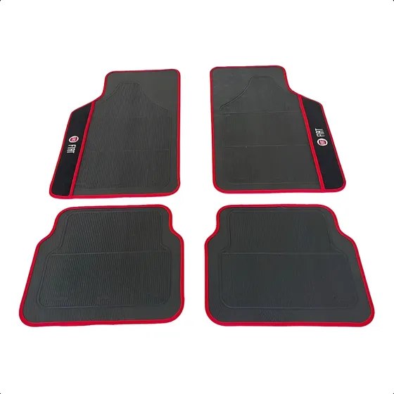Kit Tapete Automotivo Borracha 4 Peças Bordado Fiat Vermelho