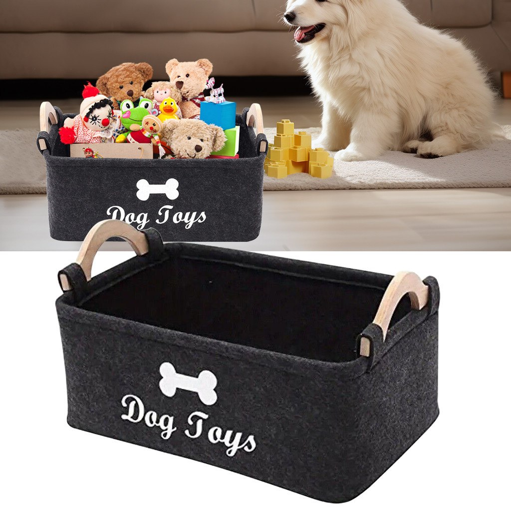 Caixa Brinquedos Feltro Pet Cães Gatos Armazenamento Organizador Casa