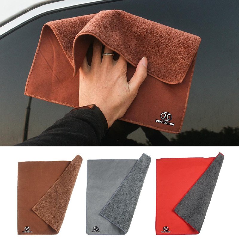 Toalha de Limpeza Automotiva de Microfibra Dupla Face BAIC MOTOR, Camurça e Coral Fleece Super Absorvente, Pano de Secagem para Detalhamento Automotivo