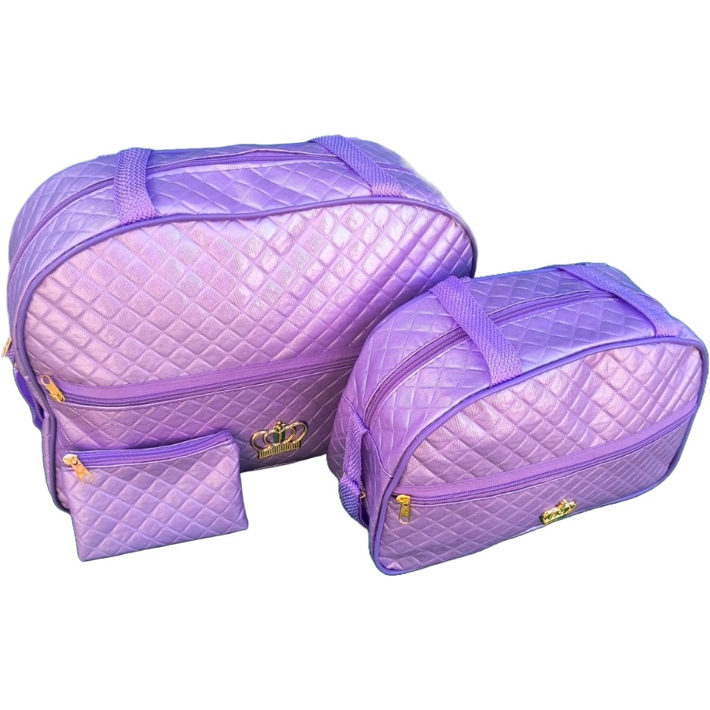 Kit Bolsa Maternidade 2 peças Varias Cores Lisas Mala Maternidade Mochila Maternidade Menino Menina C/ Porta Moedas
