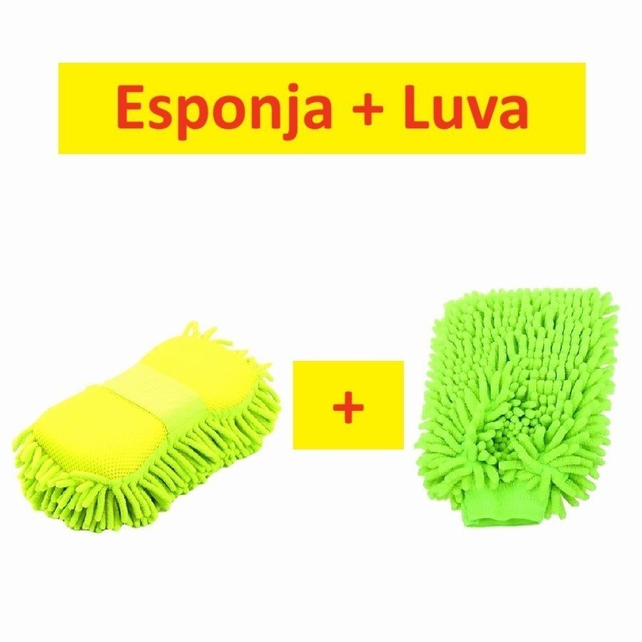 Conjunto Esponjas Com Pegadores 22 x 10.5 x 5.5Cm Para Lavar Carros Luvas Microfibra Para Limpeza Acessorio Automotivo