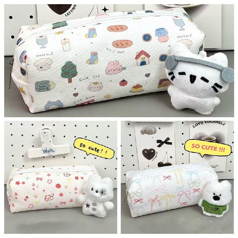 Lápis, Bolsa De Caneta Multifuncional Com Arco , Organizador De Papelaria Para Cães E Gatos De Desenho Animado De