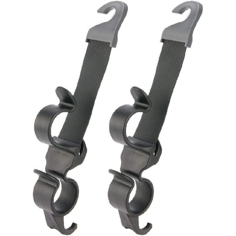 Ganchos para Encosto de Cabeça de Carro Hyper Sonic Black, Pacote com 2, Organizador Multifuncional para Banco de Carro,