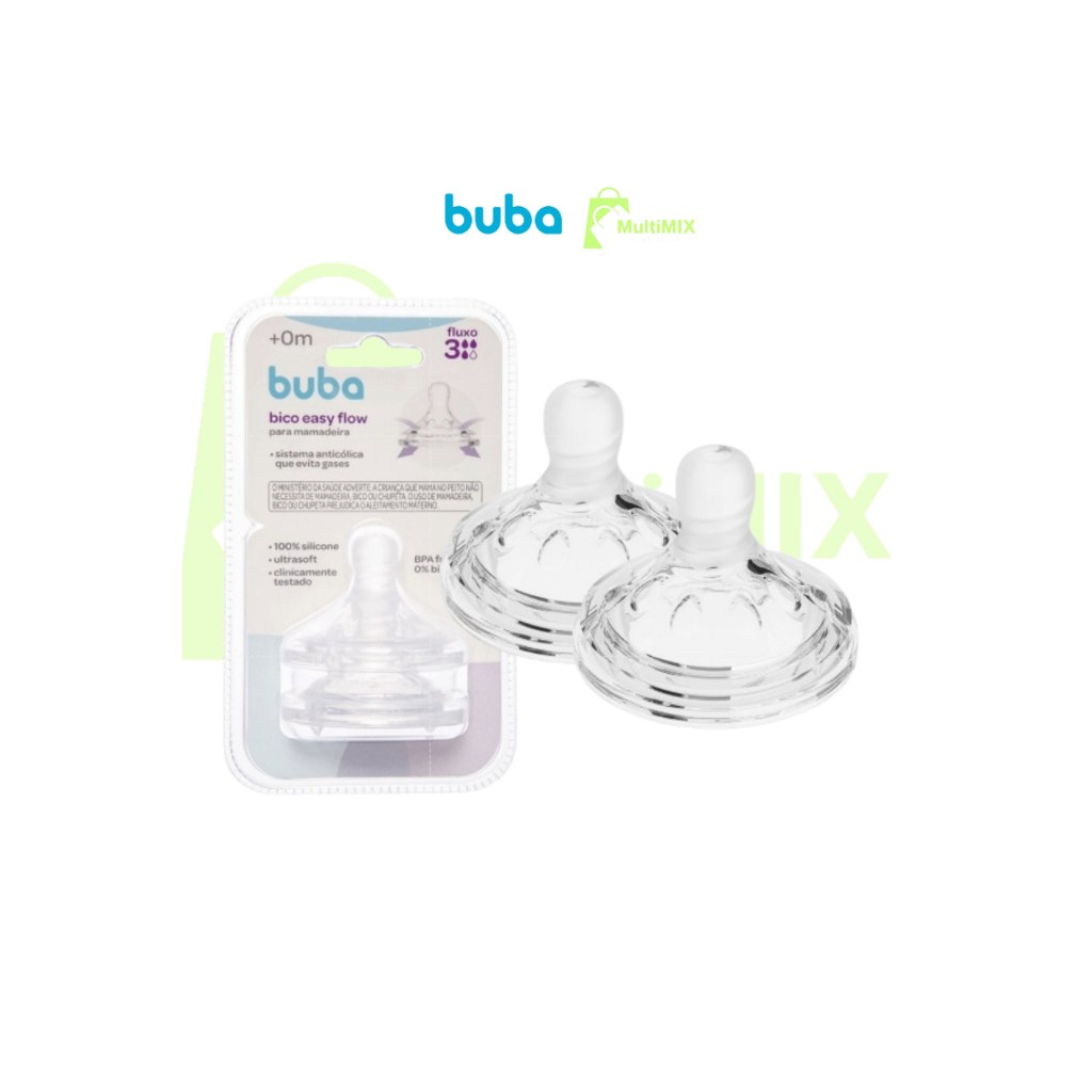Kit 2 Bico De Mamadeira Anticólica Pétala Silicone Buba Easy Flow