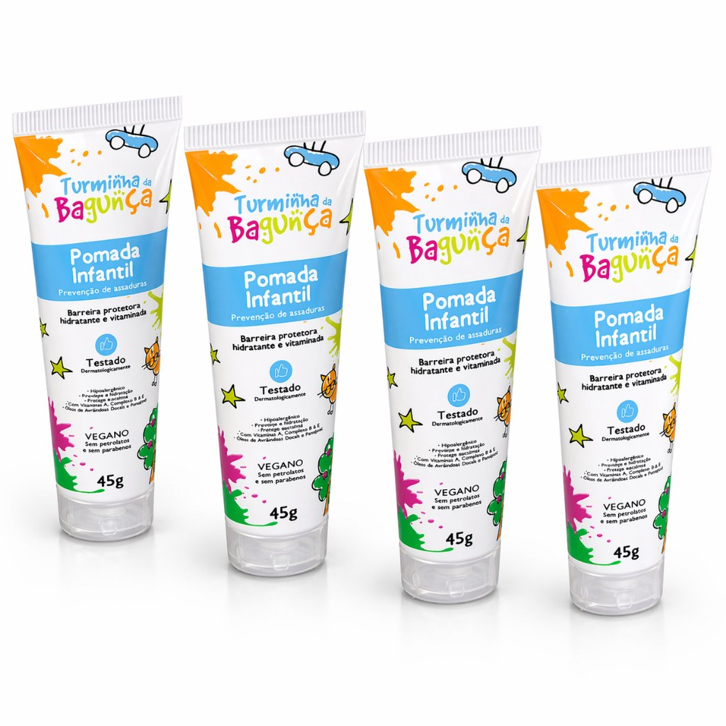 Kit 4 Pomada de Assadura para Bebê 45g - Turminha da Bagunça | Pomada infantil