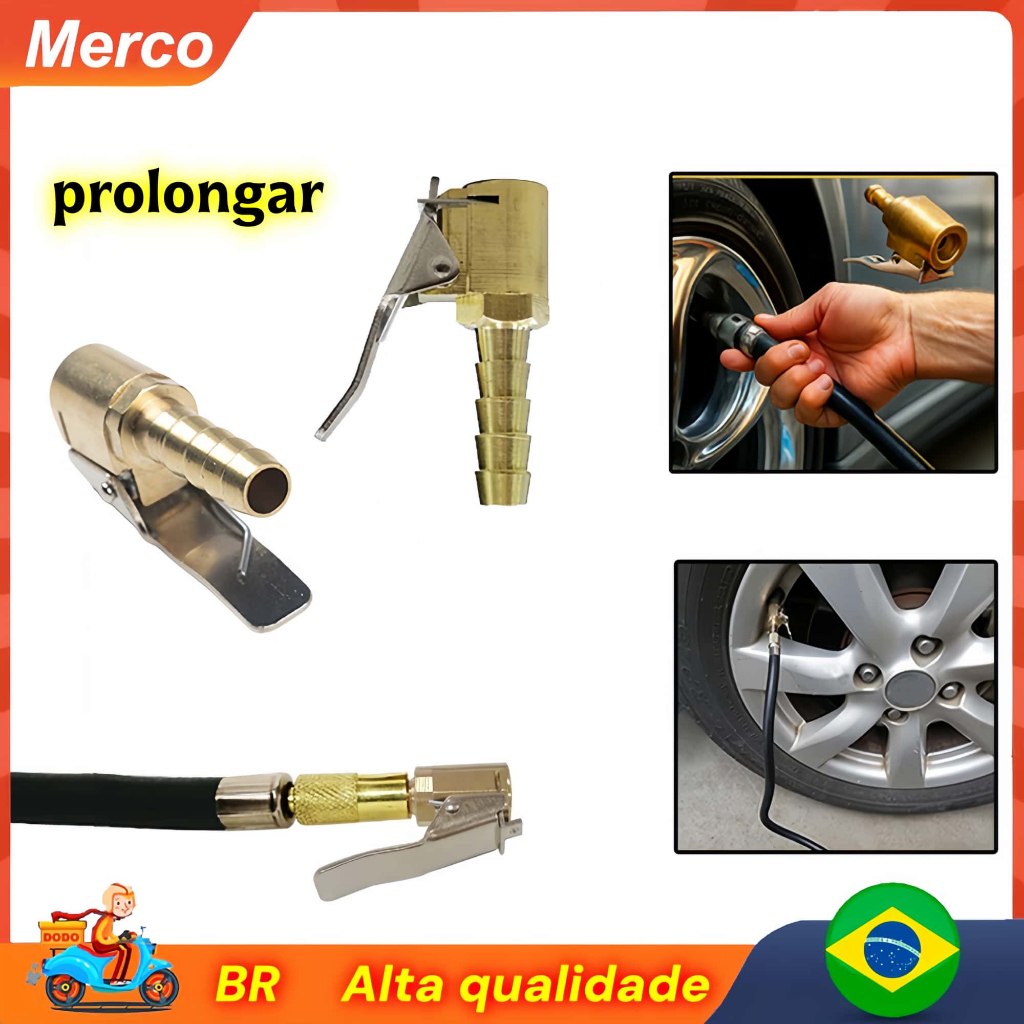 BR Vendedor localBico Inflador de Encher Pneu de Carro moto Automotivo Válvula Bico Calibrador de Pneus 5/16