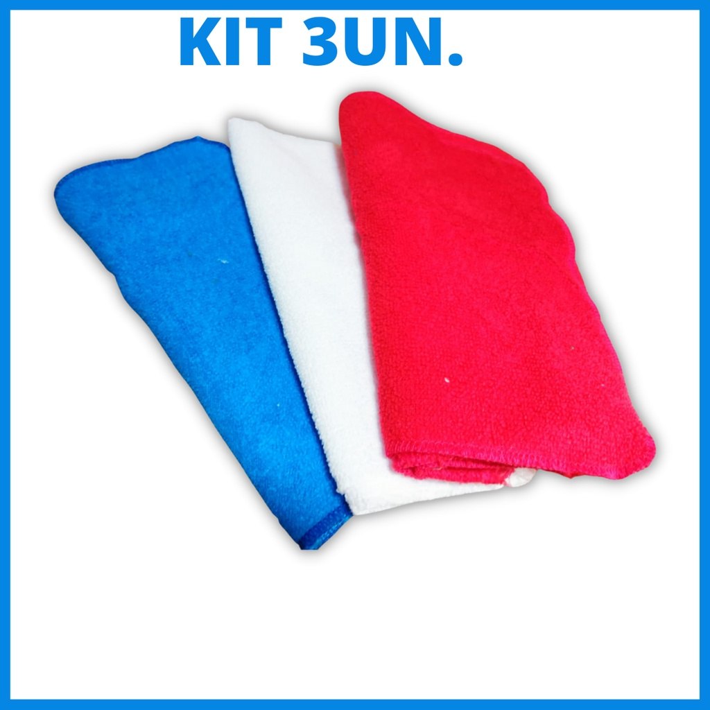 Kit 3UN  Pano Microfibras Automotivo Microfibra Para Limpeza Pia Tamanho p 20x25