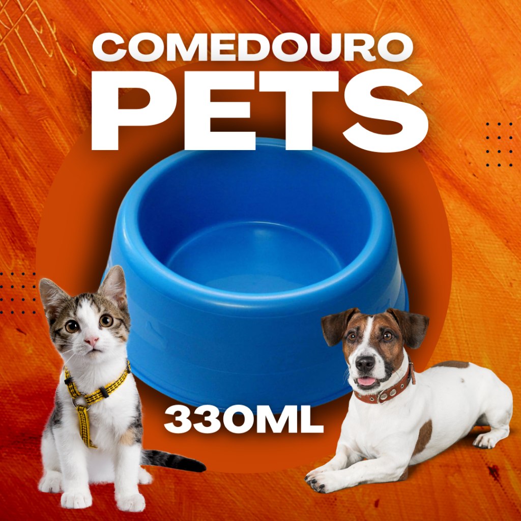Pote Tigela Ração e Água Cães e Gatos Pets Gato Econômico  Comedouro Cão Bebedouro 330ml