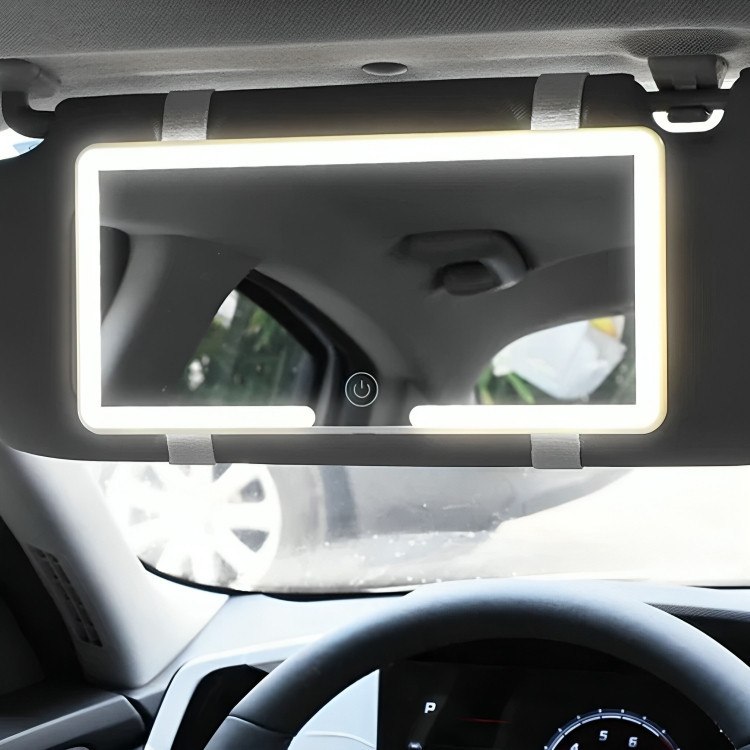 Espelho de Carro com 3 Modos de Luz + 60 LEDs Recarregável